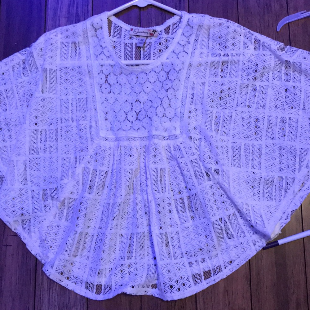 White lace shirt